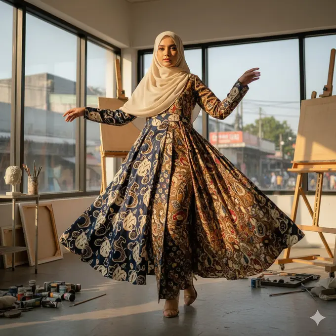 Model Baju Batik Syar'i Sutra Elegan