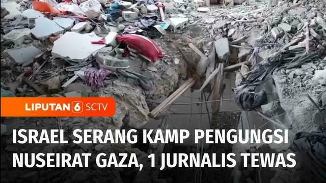 Bom menghantam sebuah kamp pengungsi di Nuseirat Jalur Gaza Tengah. Serangan mematikan menewaskan sedikitnya 30 orang termasuk Mohammed Khalifah seorang jurnalis televisi lokal di Gaza.