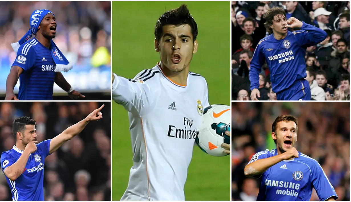 Berikut ini Alvaro Morata dan lima striker mahal yang pernah dibeli oleh Chelsea. Diantaranya, Hernan Crespo dan Andriy Shevchenko. (Foto-foto Kolase AFP dan EPA)
