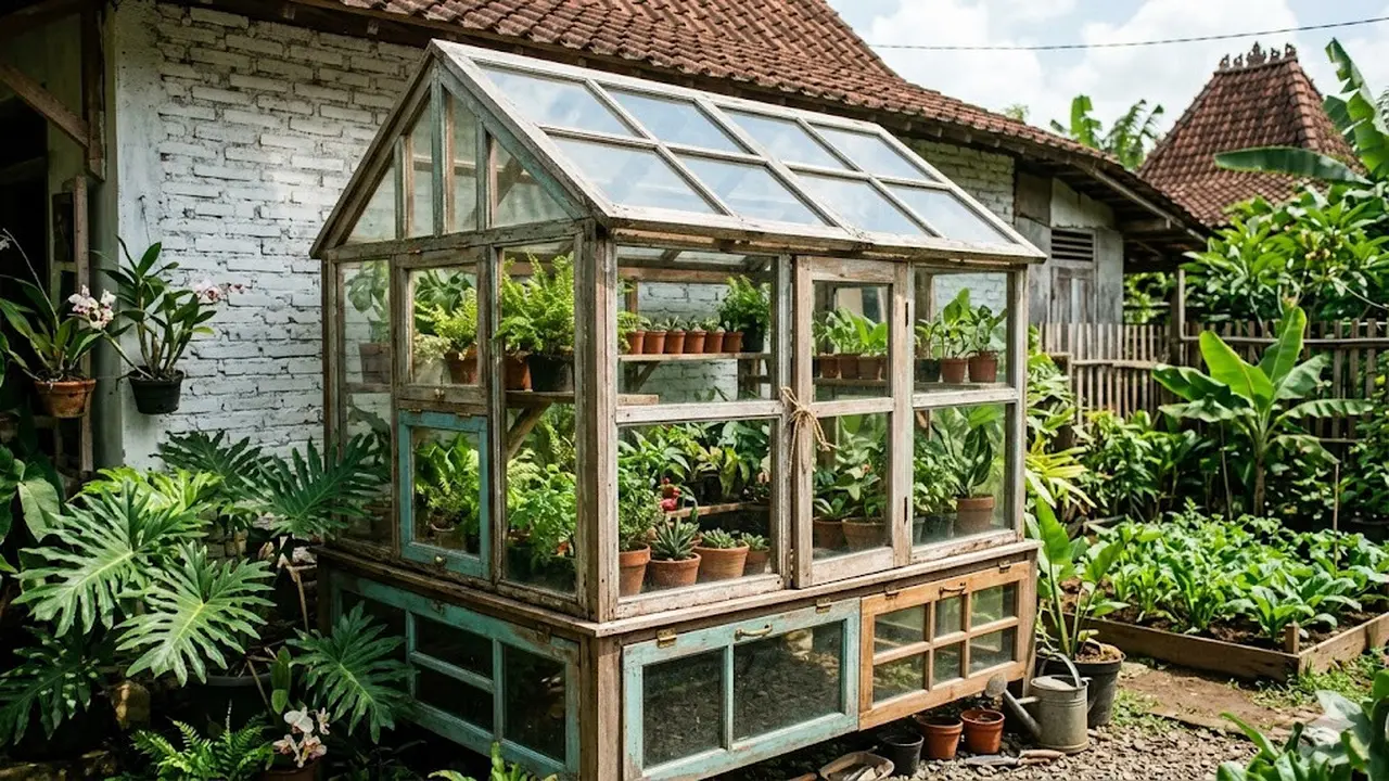Cara Membuat Greenhouse Mini dari Jendela Bekas