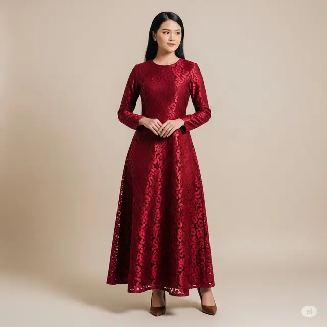 Model Dress Brokat Panjang Non Hijab Terbaik.