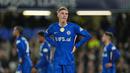 Ekspresi Cole Palmer dalam laga Chelsea vs PSG di 16 besar Liga Champions 2025/2026, Rabu (18/3/2026). (AP Photo/Kin Cheung)