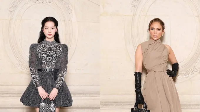 Parade Busana Dark Chic dari Jisoo BLACKPINK, Jennifer Lopez, hingga Yuna Kim di Show Dior Haute Couture