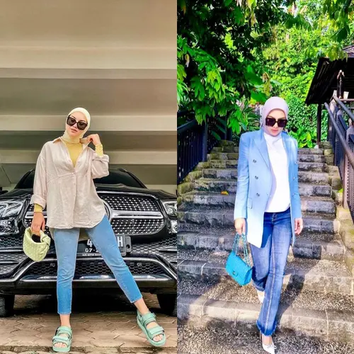 9 Inspirasi Styling Baju Simple Hijab dengan Celana Jeans dari