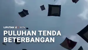 Puluhan Tenda Beterbangan
