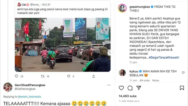 Ge Pamungkas Digeruduk Puluhan Sopir Ojol Gara-Gara Cuitan di Twitter, Endingnya Malah Bikin Happy