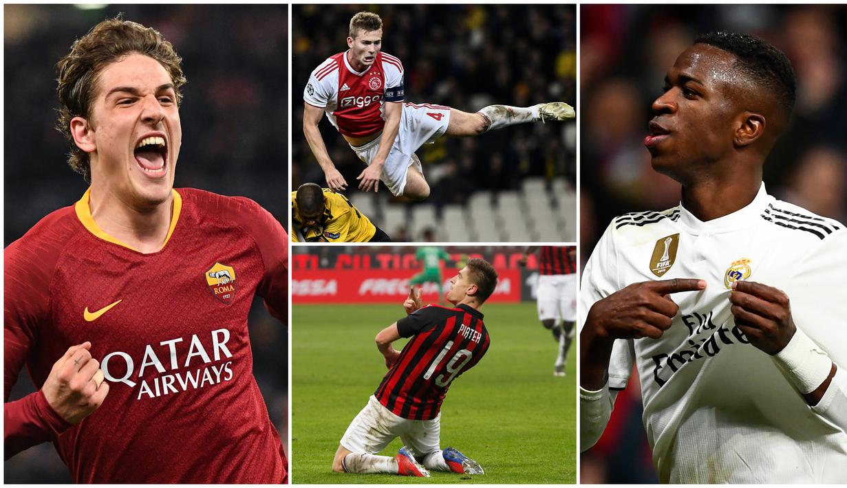Berikut ini pesepakbola muda yang mampu mencuri perhatian dunia. Diantaranya, Nicolo Zaniolo, Vinicius Junior dan Frenkie de Jong. (Foto Kolase AP dan AFP)