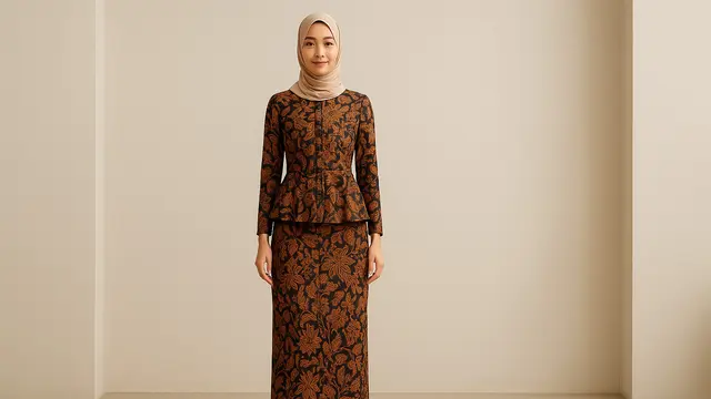 Model Dress Batik Modern/Ilustrasi gambar oleh AI