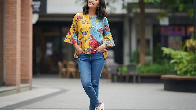 Atasan Batik Lengan Lonceng Kasual