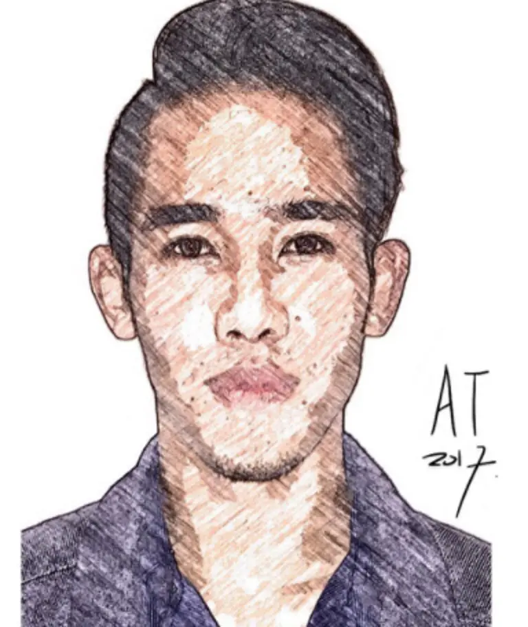 Ariel Tatum membuat sketsa wajah Ryuji Utomo. (Instagram/arieltatum)