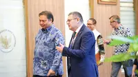 Pertemuan Menteri Koordinator Bidang Perekonomian Airlangga Hartarto dengan Chairman of Committee on Foreign Policy and Interparliamentary Cooperation at Verkhovna Rada (Parliament) of Ukraine Oleksandr Merezhko pada Selasa (8/8/2023)