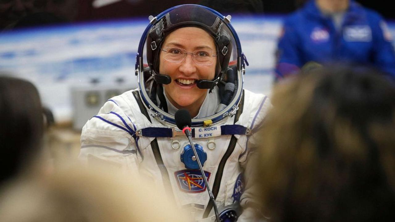 Astronot AS Christina Koch, anggota awak utama ekspedisi ke Stasiun Luar Angkasa Internasional (ISS), pada  Maret 14, 2019.