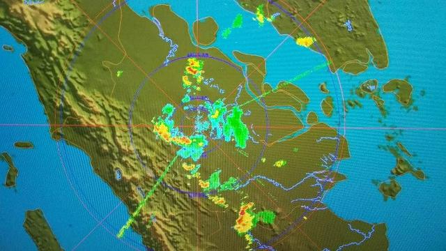 Peta potensi hujan di berbagai wilayah Riau yang diprakirakan BMKG Pekanbaru.
