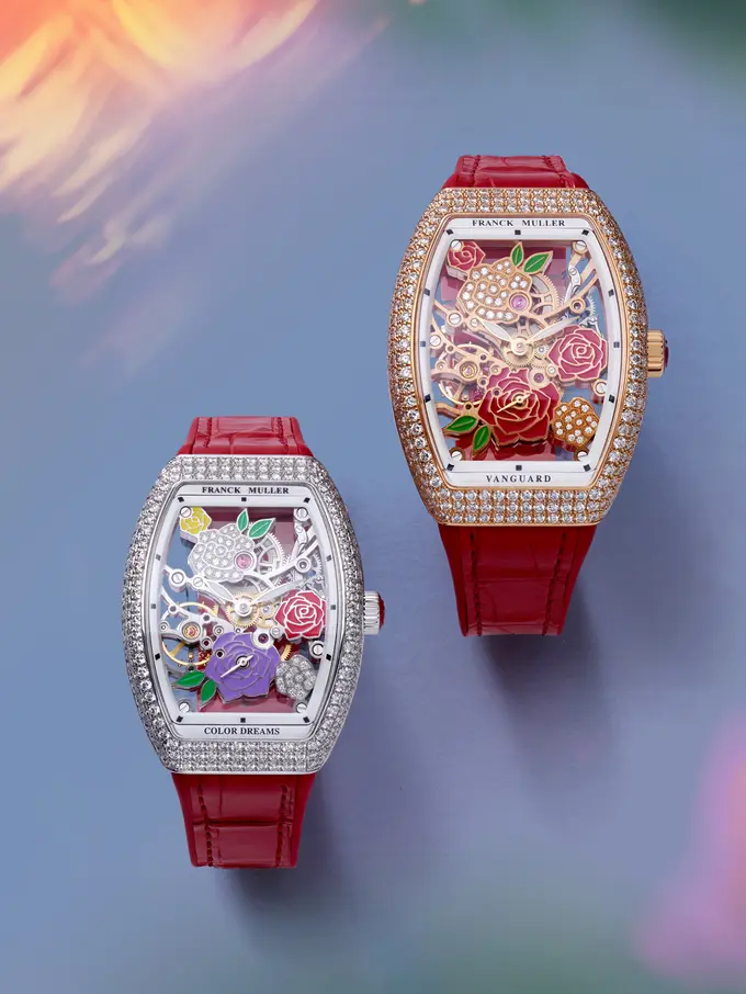 Vanguard Rose Skeleton, Jam Tangan Mewah Feminin dengan Detail Berlian Berbentuk Bunga