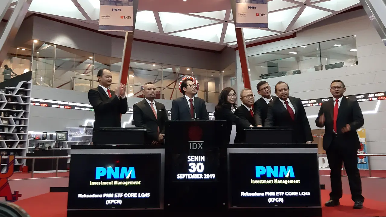 PT Permodalan Nasional Madani Investment Management (PNM MI) mencatatkan perdana reksa dana, yakni Exchange Trade Fund (ETF) Core LQ45 di BEI,Senin (30/9/2019).