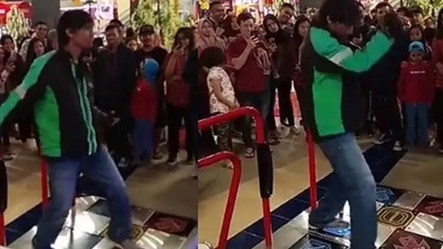 aksi driver ojol ngedance jadi viral (foto: twitter)