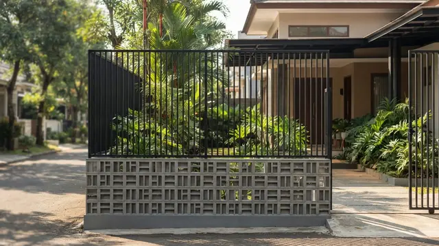 Kombinasi Pagar Besi Hollow dan Roster yang Membuat Rumah Lebih Adem