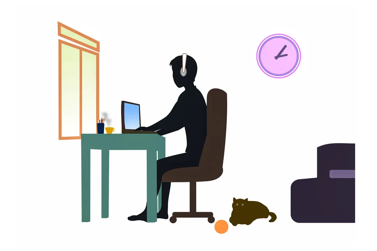 Ilustrasi working from home, wfh, bekerja dari rumah.