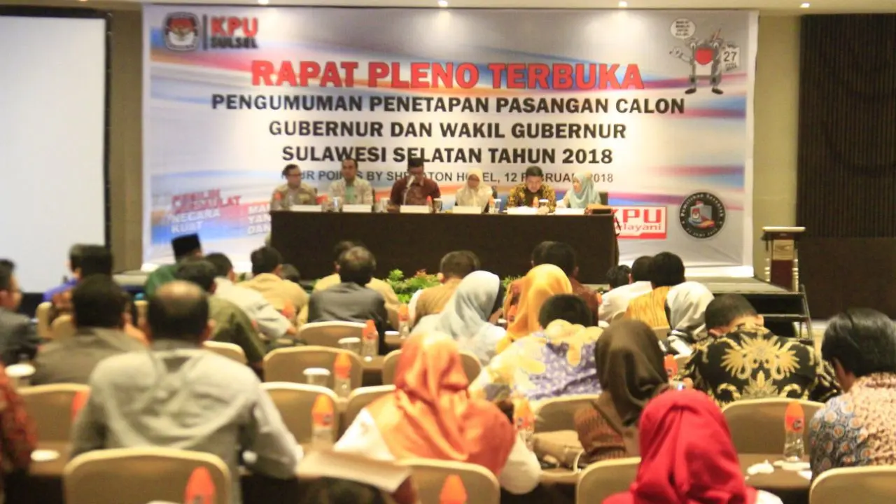Rapat Pleno Penetapan Pasangan Calon Pilgub Sulawesi Selatan (Liputan6.com/Fauzan)