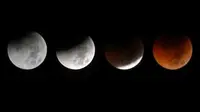 Foto sekuel fenomena gerhana bulan saat diabadikan di Makassar, Sulsel. Fenomena gerhana bulan total terpanjang dapat diamati dari sebagian besar di wilayah Indonesia.(Antara)