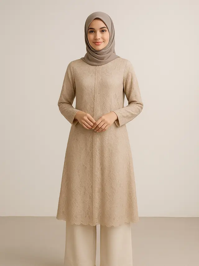 Model Gamis Brokat untuk Acara Siang Hari/ Ilustrasi gambar oleh AI