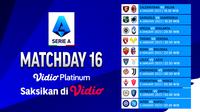 Jadwal Lengkap dan Siaran Langsung Serie A Liga Italia Pekan ke-16 : 8 Laga Siap Dimainkan