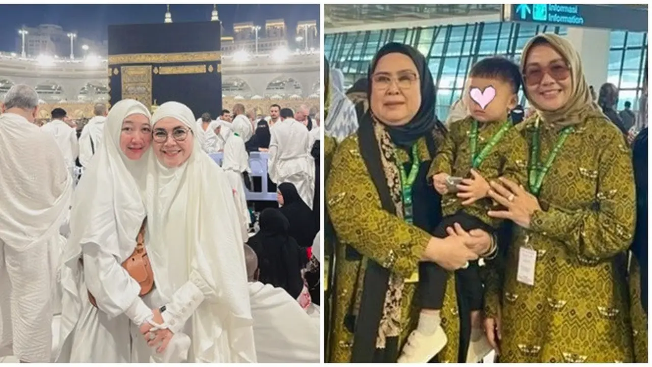 6 Potret Orang Tua Artis Umroh Bareng Besan, Ibu Ayu Ting Ting Curi Perhatian