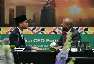 Wakil Presiden Gibran Saat Menghadiri Indonesia–Africa CEO Forum 2025 di Saxon Hotel, Johannesburg, Jumat 21 November 2025.