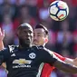 Romelu Lukaku mencetak gol tunggal untuk kemenangan Manchester United saat melawan Southampton pada lanjutan Premier League di St Mary Stadium, Southampton, (23/9/2017). MU menang 1-0. (AFP/Glyn Kirk)