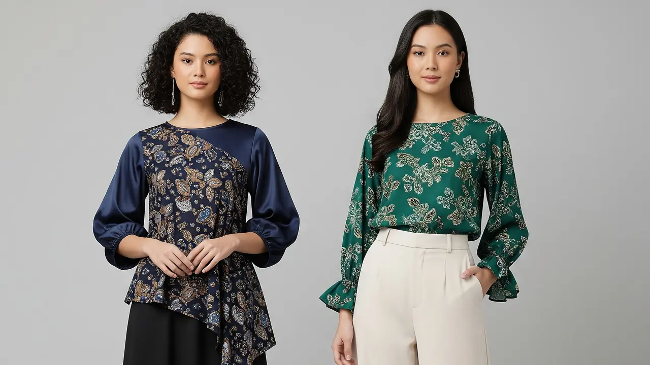8 Model Atasan Batik Wanita Lengan Balon yang Trendy dan Elegan