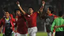 Top skor Timnas Indonesia saat menghadapi Thailand diduduki oleh 3 orang. Mereka adalah Aji Santoso, Gendut Doni dan Bambang Pamungkas yang masing-masing mencetak 2 gol. (AFP/Bay Ismoyo)