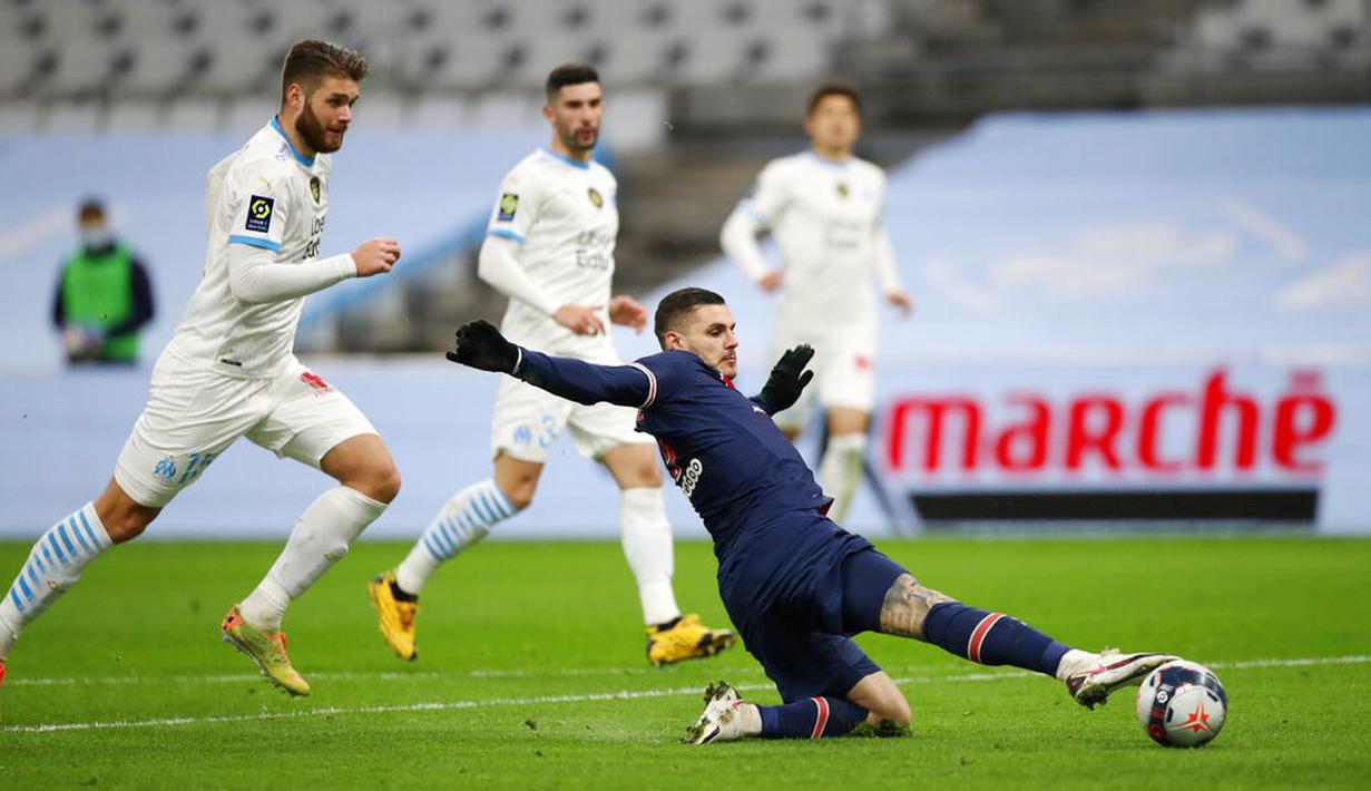 Gol-gol PSG dicetak oleh Kylian Mbappe dan Mauro Icardi. (AP Photo/Daniel Cole)