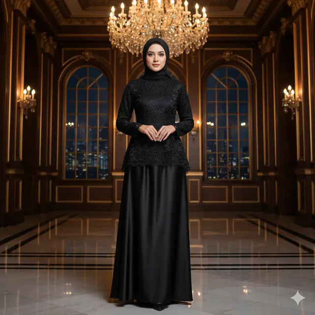 8 Model Gamis Hitam Syar'i dengan Kombinasi Lace, Elegan dan Menawan untuk Berbagai Acara