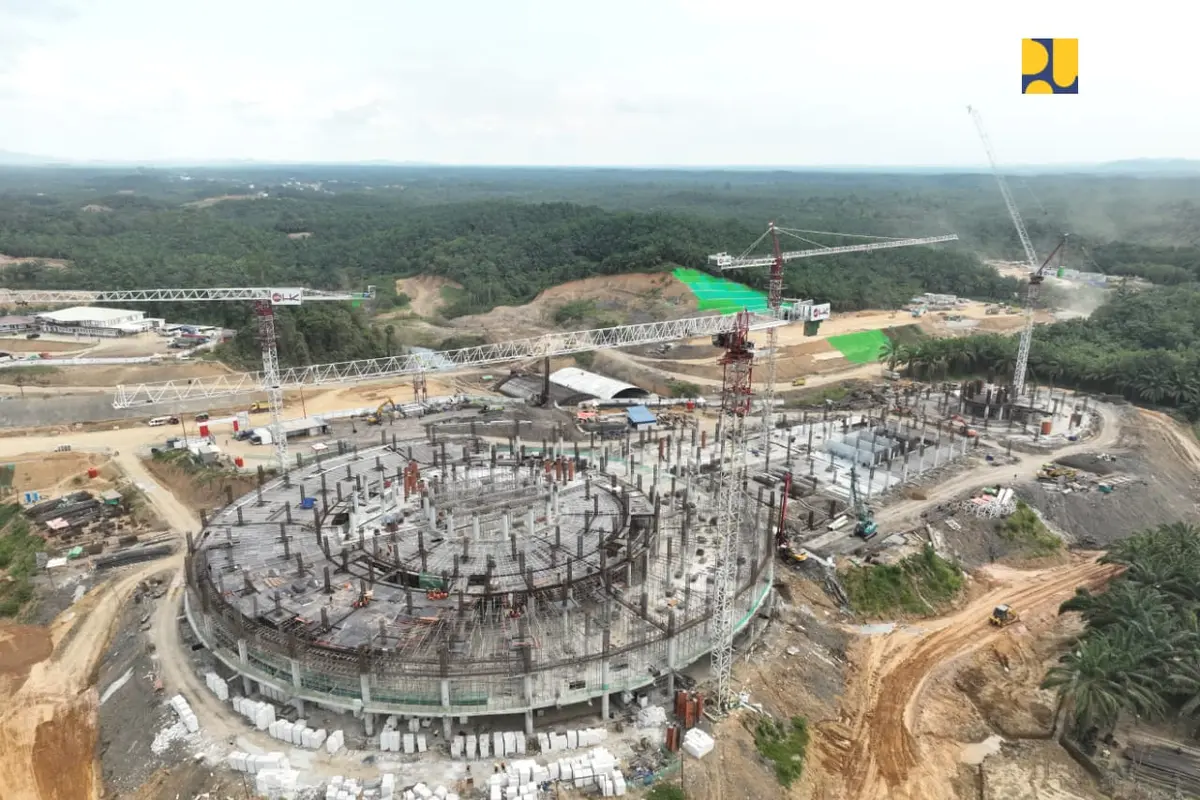 Pembangunan proyek Masjid Negara di Ibu Kota Nusantara (IKN) telah mencapai 45 persen. (Foto: Kementerian PU)