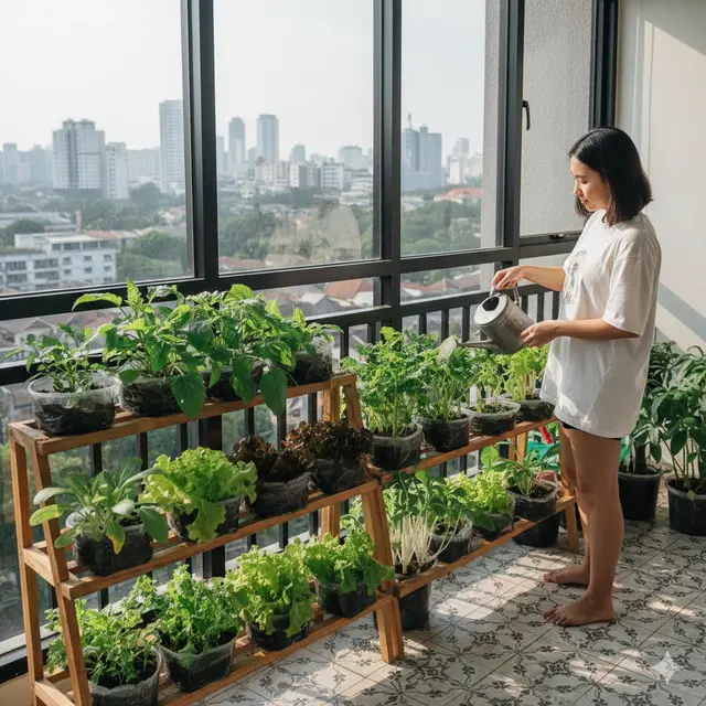 Tips Berkebun Sayur di Dalam Rumah (Foto: Gemini AI)