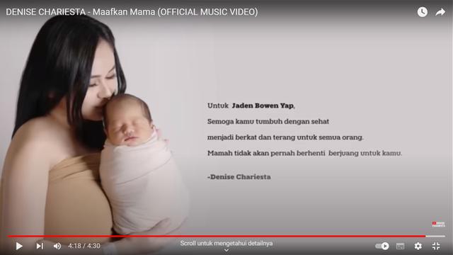 Potret harapan Denise melalui video musik (Sumber: Youtube/Denise Chariesta)