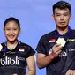 Ganda campuran Indonesia, Rinov Rivaldy/Pitha Haningtyas Mentari, menjuarai Bangka Belitung Indonesia Masters 2018, Minggu (23/9/2018). (PBSI)