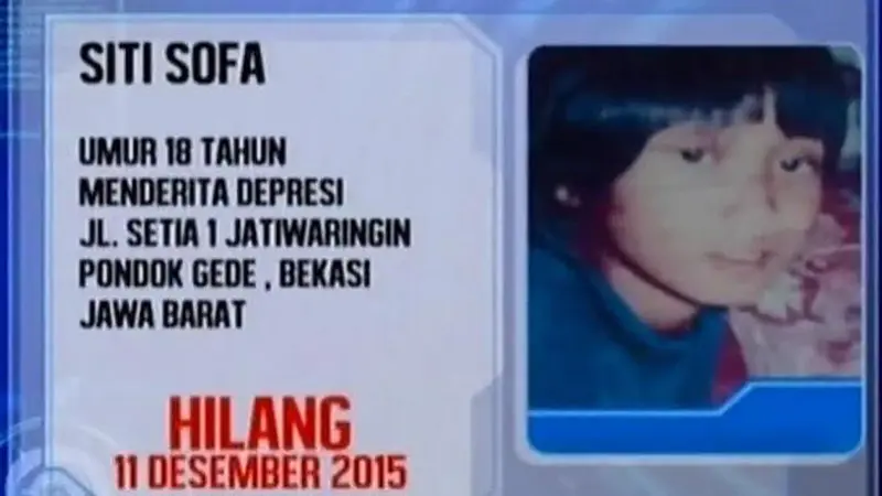 Info Orang Hilang: Pamit Bermain, Siti Sofa Hilang