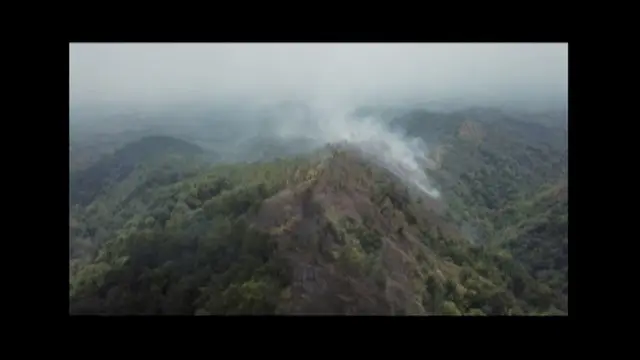 Lereng gunung kembali terbakar. Kali ini lereng Gunung Willis di Madiun, Jawa Timur.