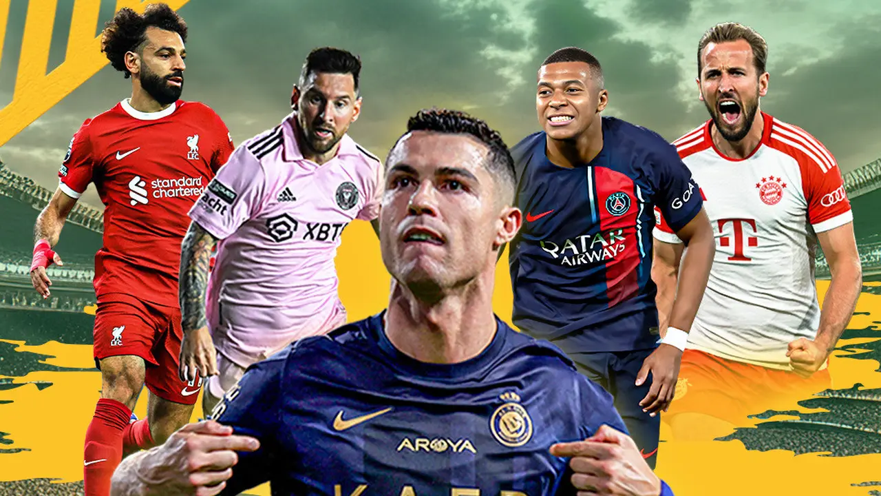 Ilustrasi - Cristiano Ronaldo Dikellingi Harry Kane, Kylian Mbappe, Mohamed Salah, dan Lionel Messi
