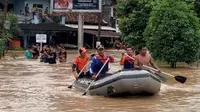 Sebanyak 4 desa di Muara Enim, Sumatera Selatan, terendam banjir akibat Sungai Enim meluap tak mampu membendung debit air hujan yang turun dengan intensitas tinggi pada Kamis (24/5/2024). (Liputan6.com/ Dok BNPB)