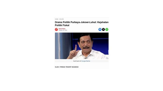 <p>Cek fakta artikel Luhut minta rakyat bayar utang kereta cepat</p>