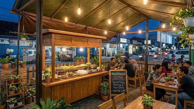 Model Angkringan Terpal Kombinasi Kayu