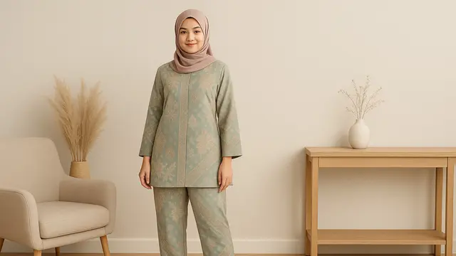 Model Batik Muslim Kekinian yang Bisa Dipakai Santai Sehari-hari/ Ilustrasi gambar oleh AI