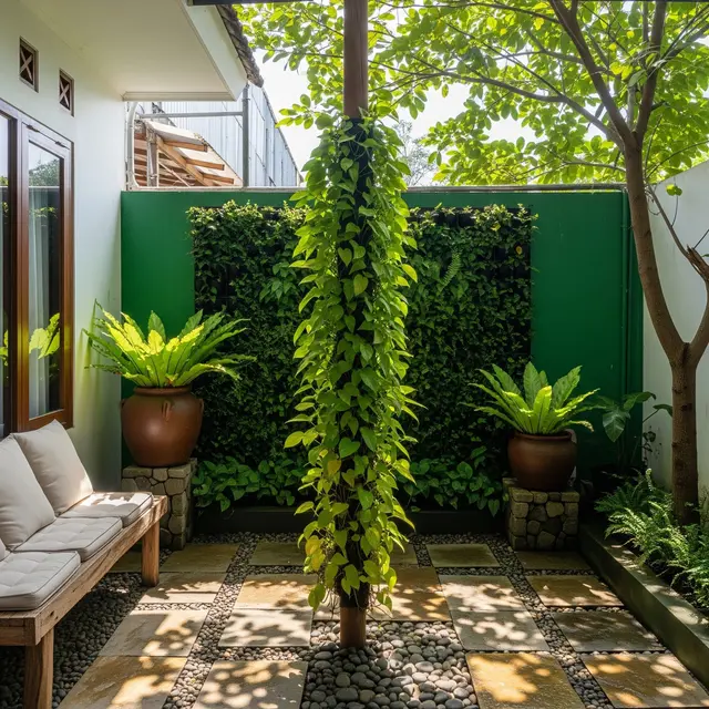 9 Model Teras Belakang Rumah dengan Tiang Tanaman Salur yang Instagramable 2025