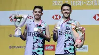 Ganda putra Indonesia Fajar Alfian/Muhammad Rian Ardianto menjadi runner-up Korea Open 2023 di Jinnam Stadium, Yeosu, Korea, Minggu (23/7/2023). (PBSI)