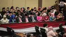 Mantan Gubernur DKI Jakarta, Basuki Tjahaja Purnama atau Ahok bersama Sutiyoso dan Djarot Saiful Hidayat menghadiri pengukuhan anggota DPRD DKI p2019-2024 di gedung DPRD DKI Jakarta, Senin (26/8/2019). Sebanyak 106 anggota DPRD DKI terpilih 2019-2024 dilantik hari ini. (Liputan6.com/Faizal Fanani)