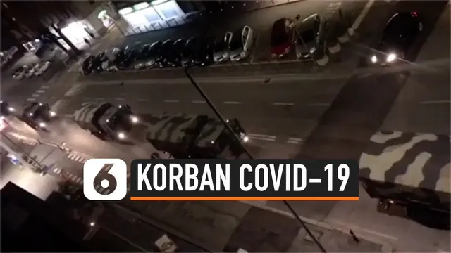 VIDEO: Militer Italia Kerahkan 11 Truk Bawa Peti Mati Berisi Korban Covid-19