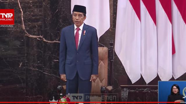 Presiden Joko Widodo (Jokowi) menghadiri Pidato Kenegaraan Presiden RI Tentang RAPBN Tahun Anggaran 2024 Beserta Nota Keuangan di Gedung MPR DPR, Jakarta.