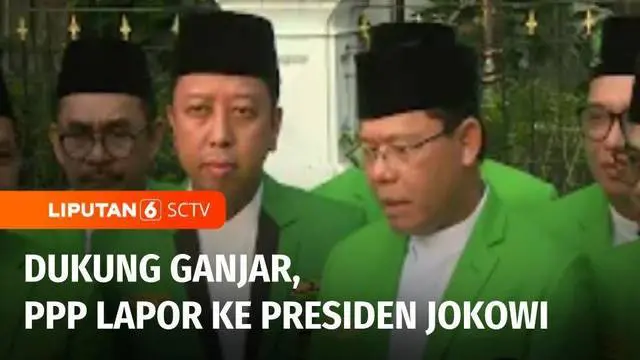 Sejumlah fungsionaris Partai Persatuan Pembangunan menemui Presiden Joko Widodo. Mereka melaporkan keputusan Rapimnas PPP yang mendukung Ganjar Pranowo sebagai calon presiden dalam pemilu 2024.